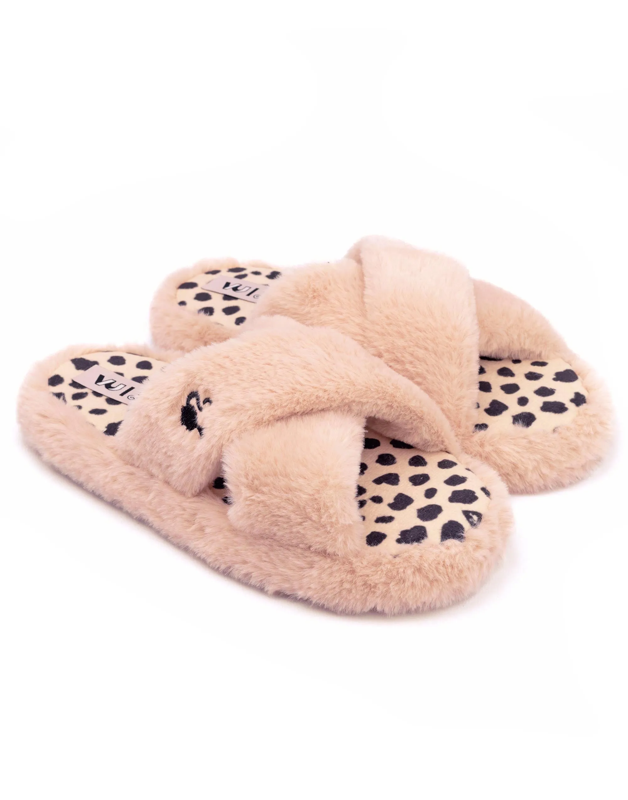 Barbie Womens Cross Over Fluffy Slippers