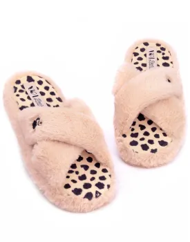 Barbie Womens Cross Over Fluffy Slippers
