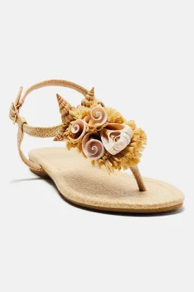 Beach Views Flat Sandals - Nude
