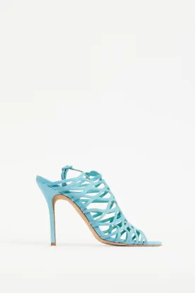 Blue Suede Laser Cut Slingback Heel