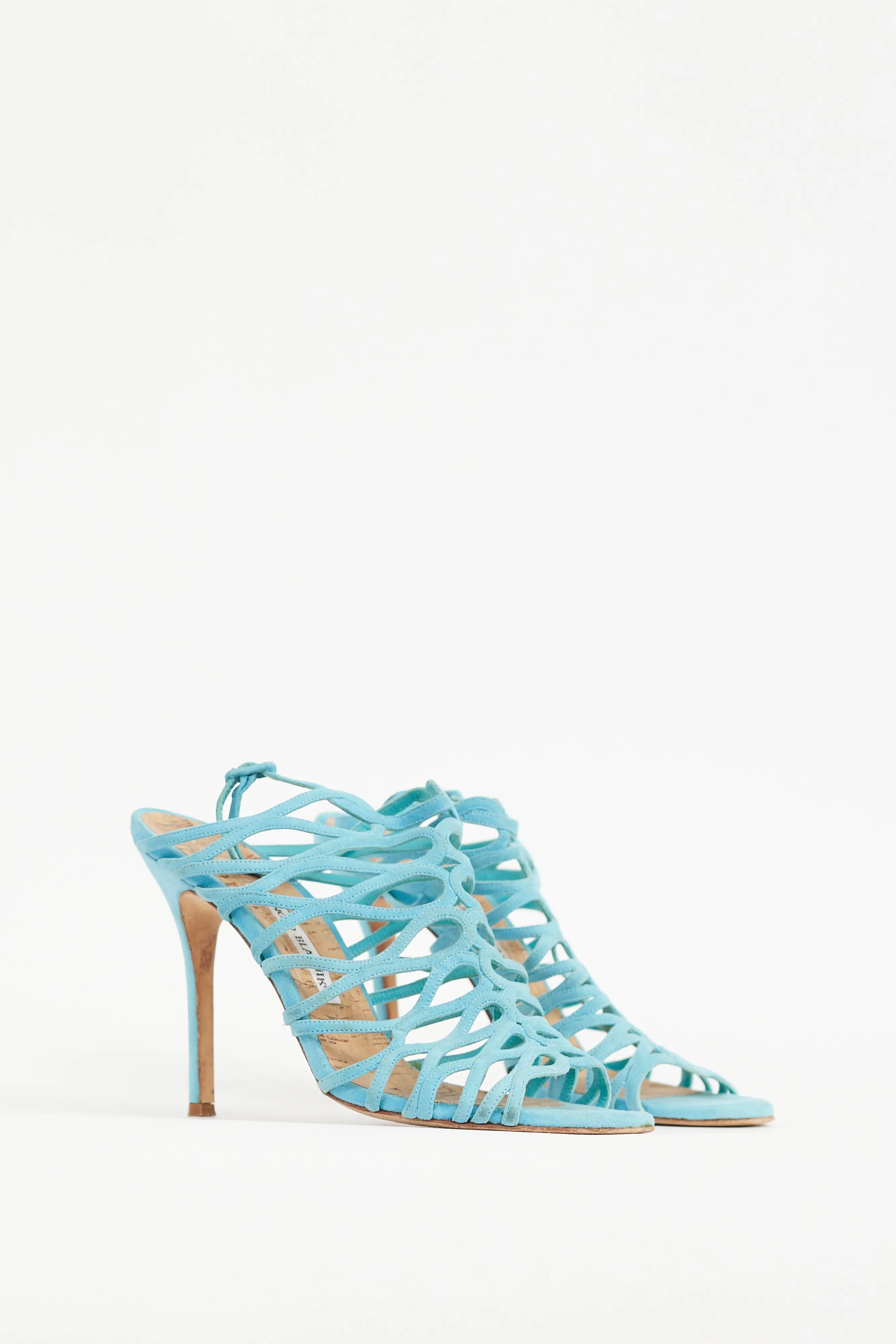 Blue Suede Laser Cut Slingback Heel