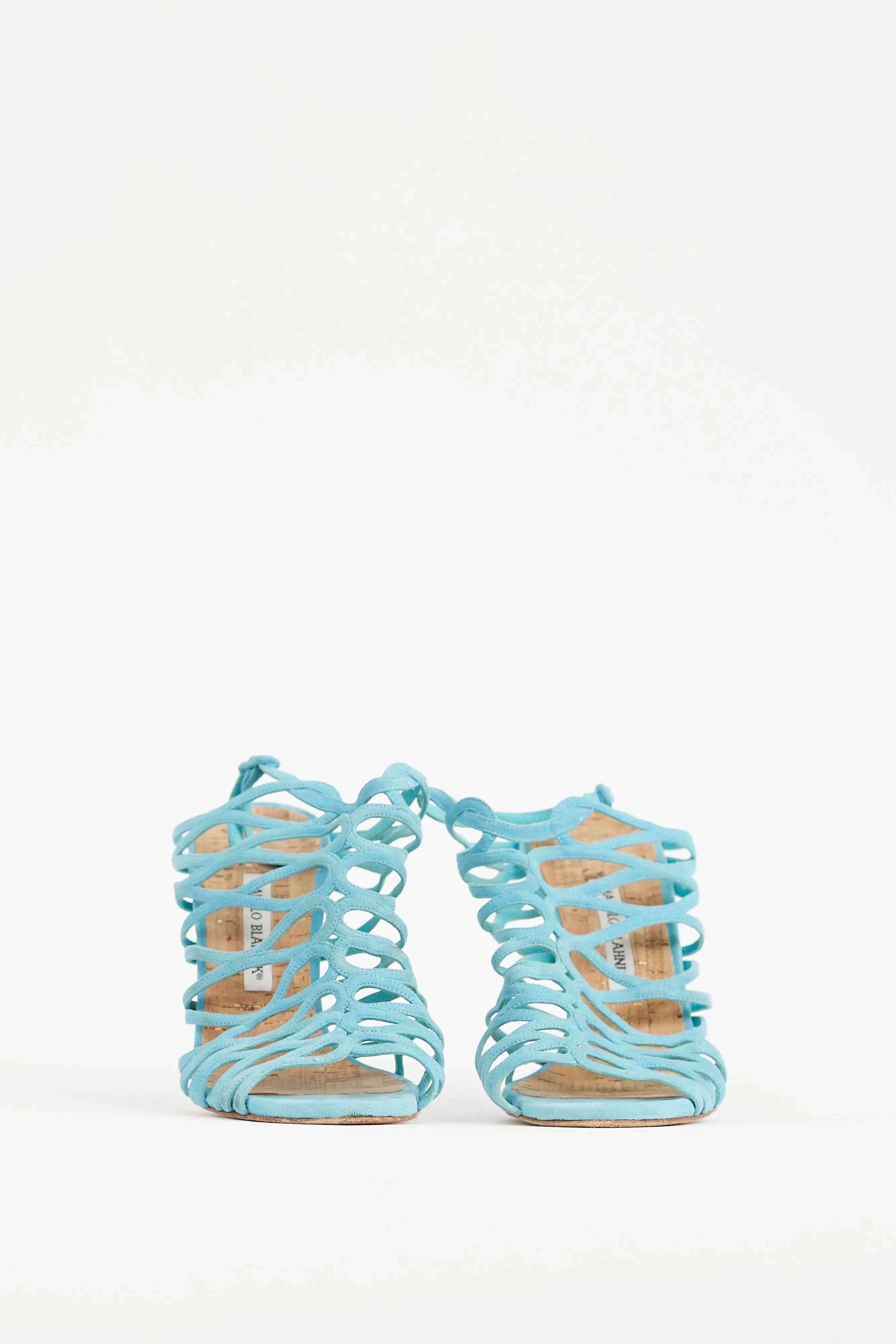 Blue Suede Laser Cut Slingback Heel