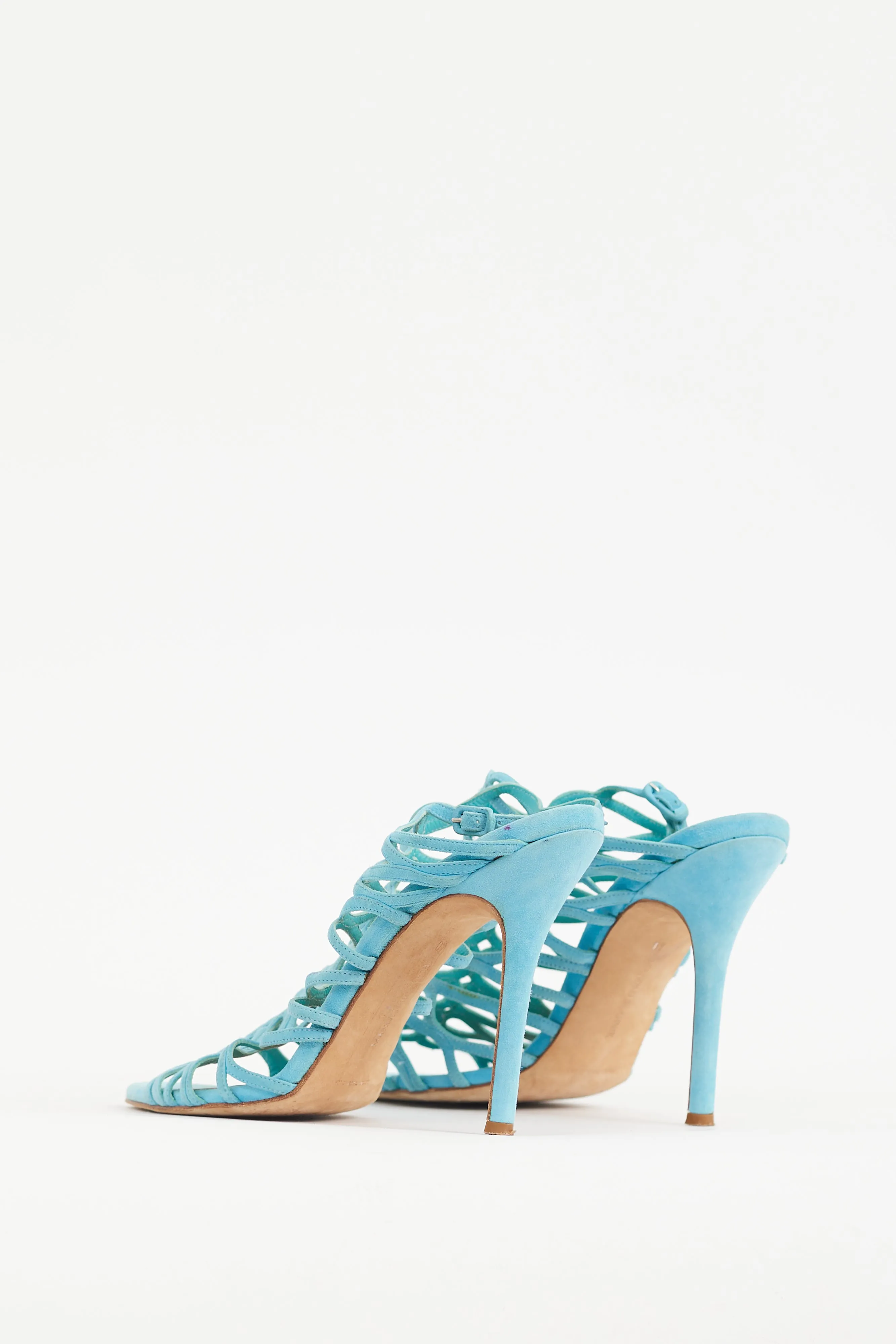 Blue Suede Laser Cut Slingback Heel