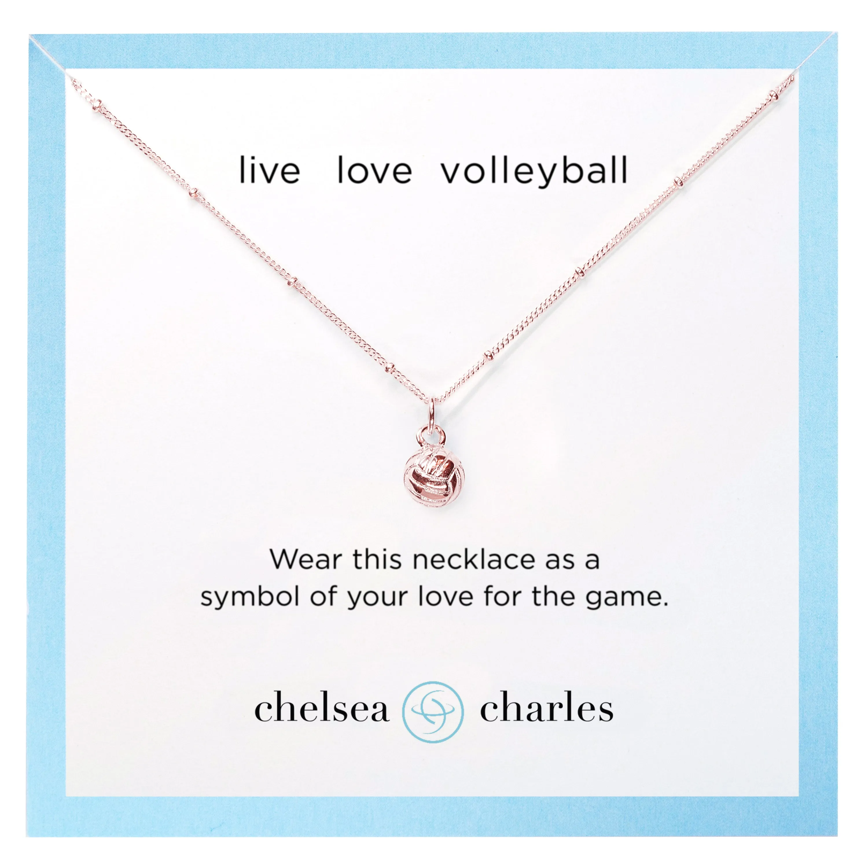 CC Sport Rose Gold Volleyball Charm Necklace