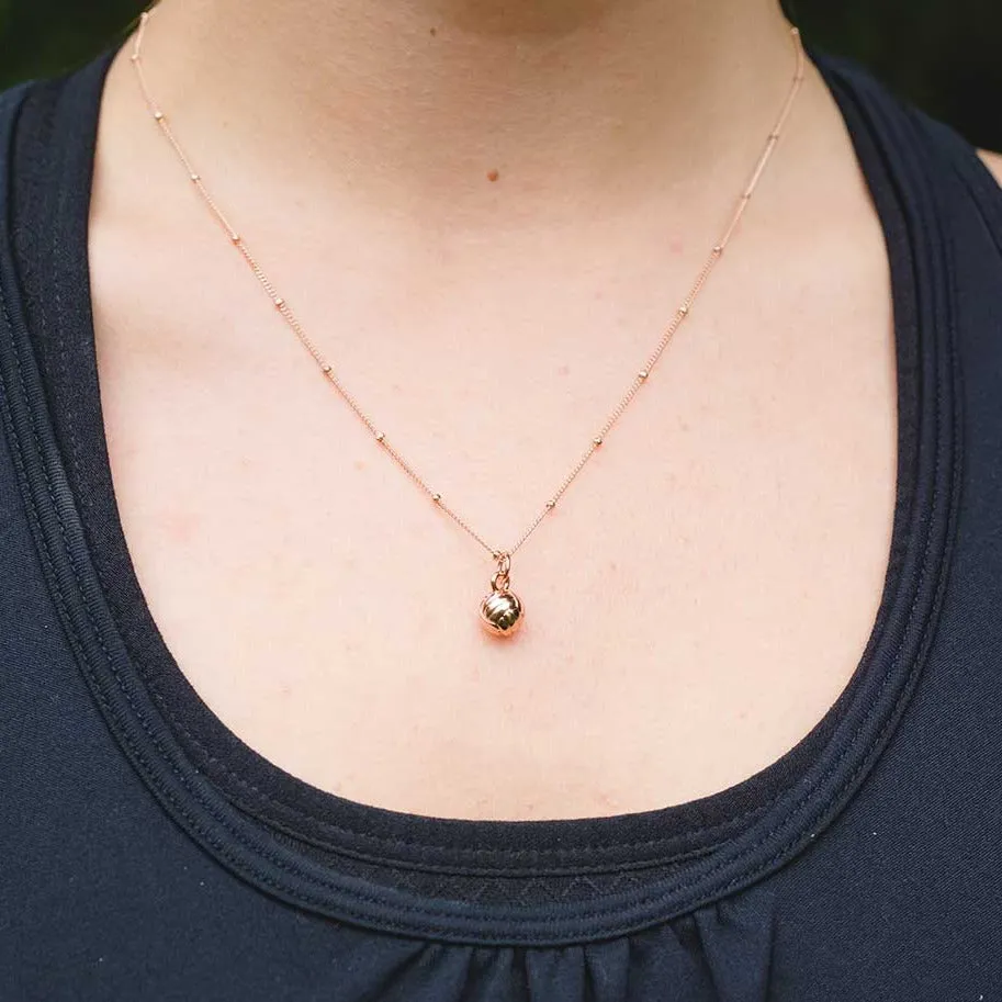 CC Sport Rose Gold Volleyball Charm Necklace