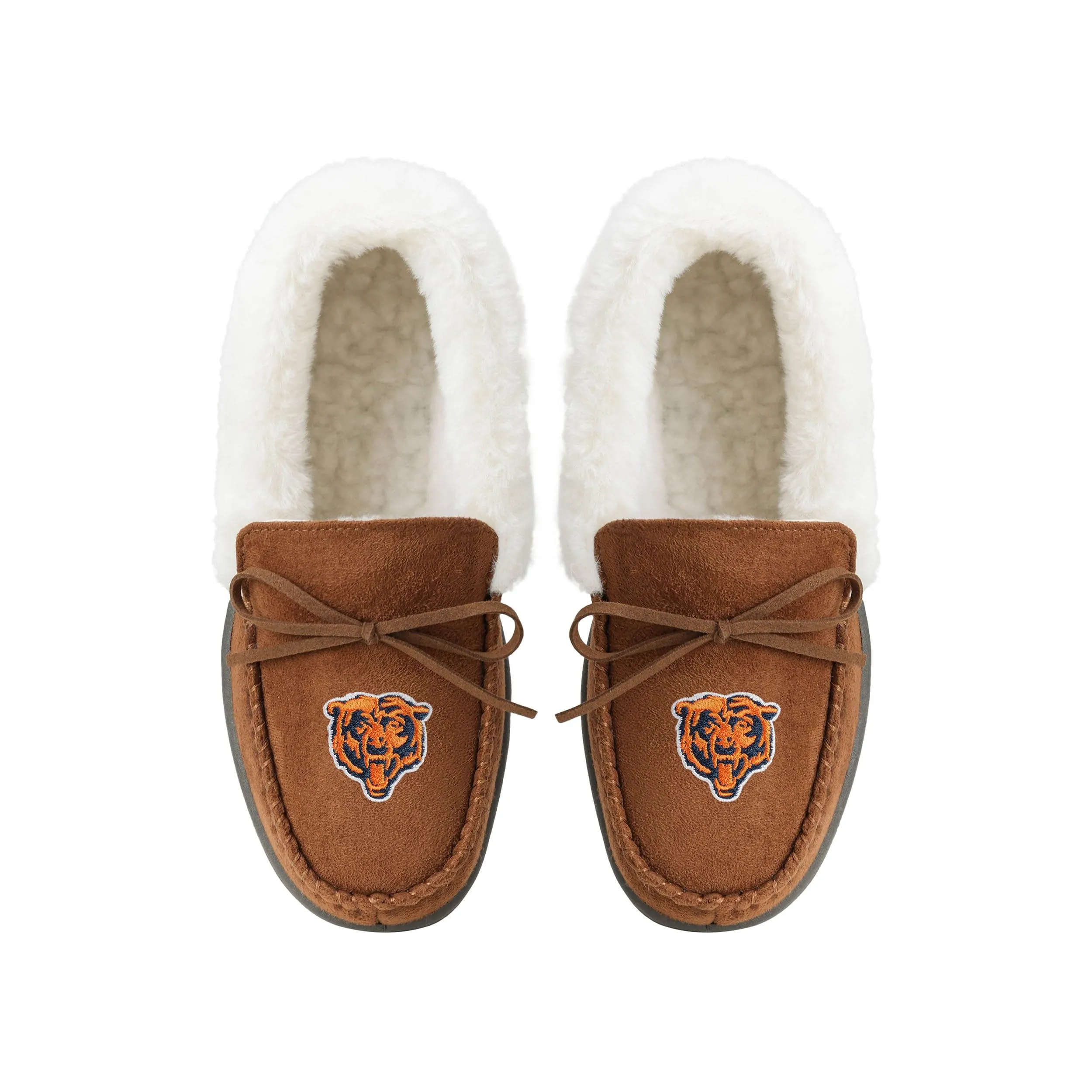 Chicago Bears NFL Womens Tan Moccasin Slippers