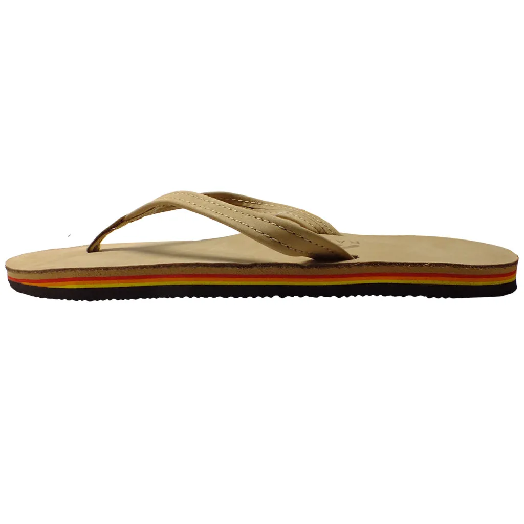 Rainbow Sandals Womens Premier/Classic Leather Single Layer With Arch Narrow Strap - Sierra Brown Rainbow Stripe